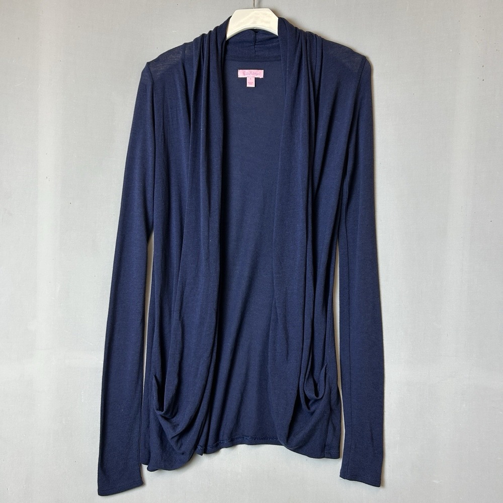 Lilly Pulitzer Cardigan Sweater Womens Small Blue Open Waterfall Sheer